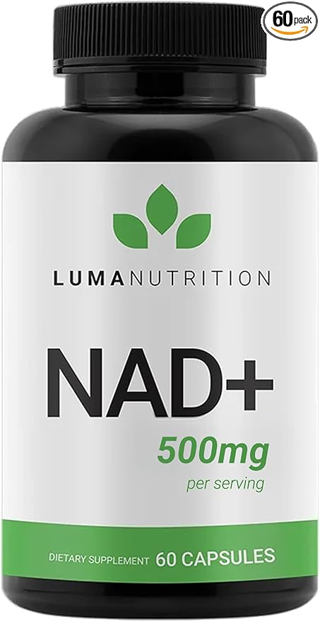 Luma Nutrition NAD+ Supplement 500mg Per Serving (250mg per Capsule) – Aging Plus Energy Metabolism &amp Cellular Support – Pure NAD Supplements for Women &amp Men Made in USA