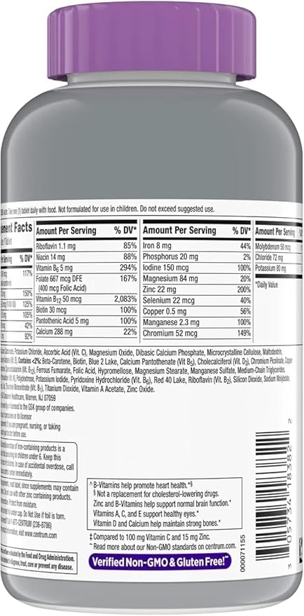 Silver Women 50 Plus Multivitamin Minerals Vitamins &amp Supplements Hair Skin and Nails Vitamins Vitamin C Antioxidants Supplement 275Ct Tablets (275) + Shipping in Box with VSL Sticker