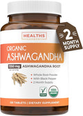 USDA Organic Ashwagandha Supplement - High Potency Ashwagandha Pills Made With Organic Black Pepper for Enhanced Absorption - Vegan Non-GMO Made in the USA &amp Lab Verified (2 Months Supply)