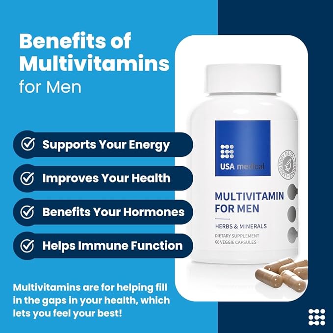 Men’s Multivitamin Capsules - Complete Vitamin &amp Mineral Supplement for Daily Men’s Health with Saw Palmetto Lycopene and Zinc - Prostate Health Energy and Sleep | 60 Capsules