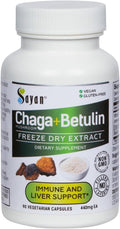 Sayan Siberian Chaga Mushroom Extract with Betulin – 90 Capsules/440mg ea – Wild-Harvested Antioxidant Blend – Immune System Support &amp Regulate Body Functions – Vegan Non-GMO No Fillers or Addit