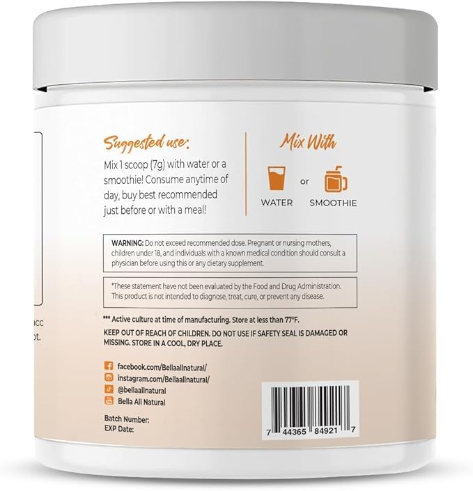Bella All Natural Probiotics + Prebiotics Powder - Triple Berry Flavor 210grams