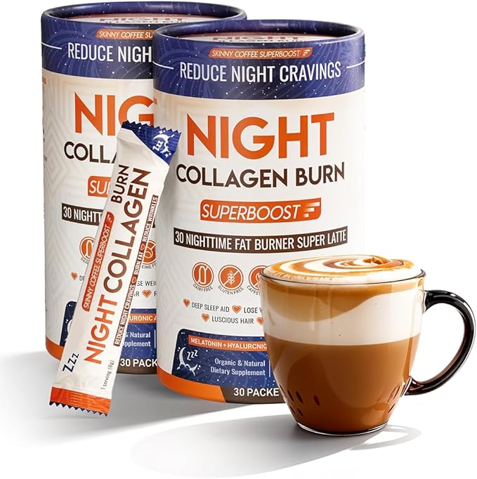 Night Collagen Burn - Weight Loss &amp Belly Fat Burner &amp Sleep Aid for Women &amp Men | Sleep Support for Bloating &amp Metabolism Appetite Suppressant | Supports Skin Hair Nails &amp Join
