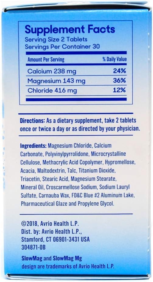 Slow Mag Magnesium Chloride and Calcium 60 Tablets Each (Value Pack of 4)