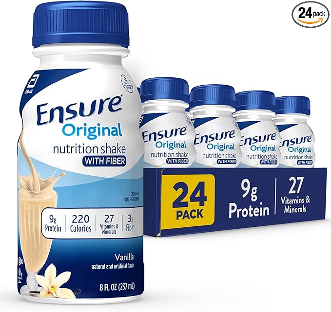 Ensure Original Vanilla Nutrition Shake With Fiber | Small Meal Replacement Shake | Ready to Drink | 9g Protein 27 Vitamins and Minerals | 8 fl oz - 24 Pack