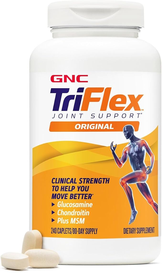 GNC TriFlex Joint Bone &amp Cartilage Health Supplement Clinical Strength Glucosamine &amp Chondroitin MSM Supports Mobility Flexibility &amp Comfort 240 Caplets