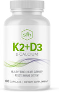 SFH K2+D3 &amp Calcium: The Ultimate 3-in-1 Formula for Bone Immune and Cardiovascular Health – 60 Capsules