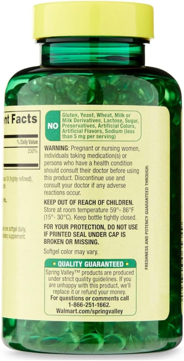 Bundle: Spring - Valley Vitamin D3 50 Mcg (2000 IU) Softgels 400 Count + Weekly Pillbox