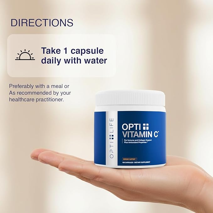 Opti + Vitamin C 1000mg Capsules | Buffered Vitamin C Time Release Essential Antioxidant Immune System Support &amp Promotes Healthy Aging* | 100 capsules/100 Servings