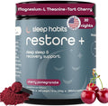 SleepHabits Restore | 30 Nights Magnesium Glycinate Powder Natural Sleep Aid with L-Theanine Tart Cherry Beet Root | Calm Melatonin-Free Deep Sleep Supplement Drink for Recovery &amp Clear Morning