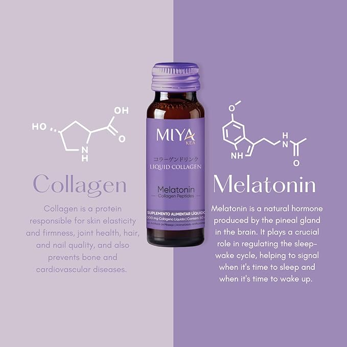 Liquid Collagen with Melatonin | Box with 30 Shots | 6000mg Collagen | Peach Flavor | Supports Skin Hair Nails &amp Sleep Quality | Beauty &amp Wellness Supplement