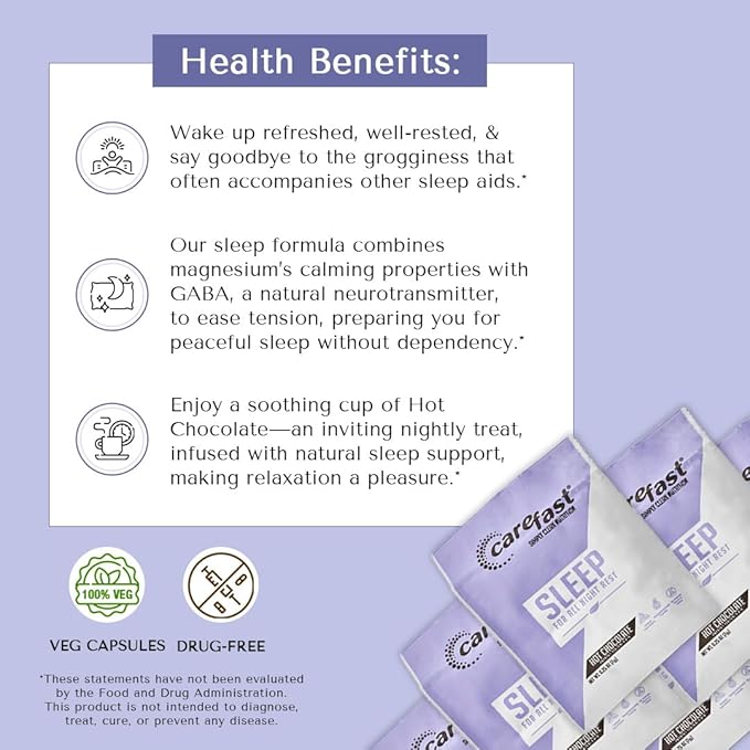 Sleep - Hot Chocolate Drink Mix - Natural Sleep Supplement - Box of 15 Packets