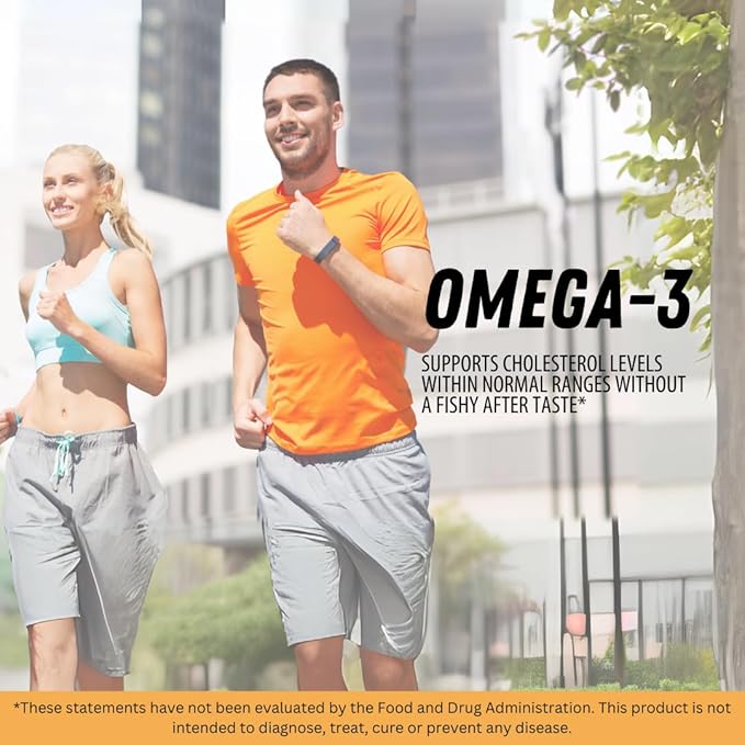 Omega-3 Fish Oil Supplement – 1000 mg Wild-Caught Fish Oil with 300 mg EPA &amp 200 mg DHA per Softgel – Enteric Coated No Fishy Aftertaste – Heart Brain &amp Cholesterol Support