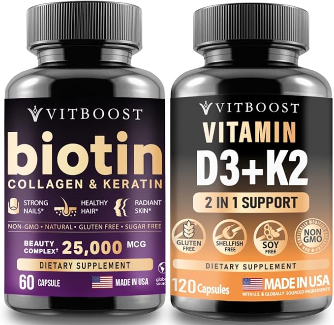 Biotin Collagen Keratin with Vitamin D3 K2 Complex
