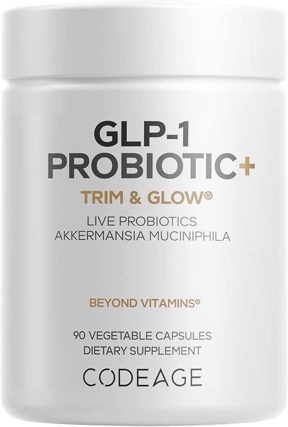 Codeage GLP-1 Probiotic+ - Live Probiotics Akkermansia Clostridium Bifidobacterium Chicory Inulin Probiotic Prebiotics &amp Postbiotics Supplement - 500 Million AFU 3-Month Supply - 90 Capsules