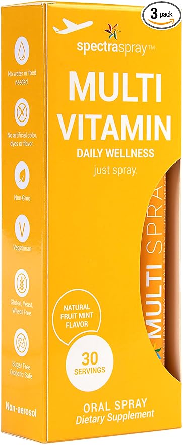 Spectraspray Multi Vitamin Pack - Oral Spray Essential Vitamins B12 D3 &amp Biotin | Mens Multivitamin | Women's Multivitamin | GLP-1 Nutrition Support 30 Day Supply per Spray