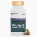 Nutritional Roots - Lion’s Mane + Resveratrol - With 800mg Lion’s Mane Extract &amp 350mg Trans-Resveratrol Per Serving - Supports Brain &amp Heart Health - Dietary Supplement - 1 Month Supply - 60