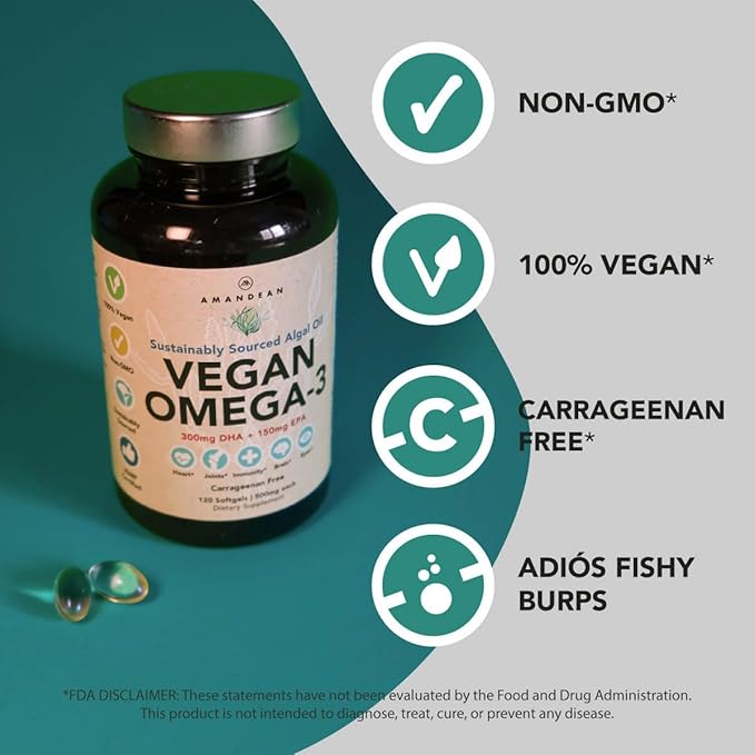 Vegan Powerhouse Combo. Omega-3 from Algal Oil &amp Vitamin D3 + K2. Plant-Based 5000 iu VIT D from Algae. 100 mcg All-Trans MK-7 Vita K. Carrageenan Free Veggie Softgels.
