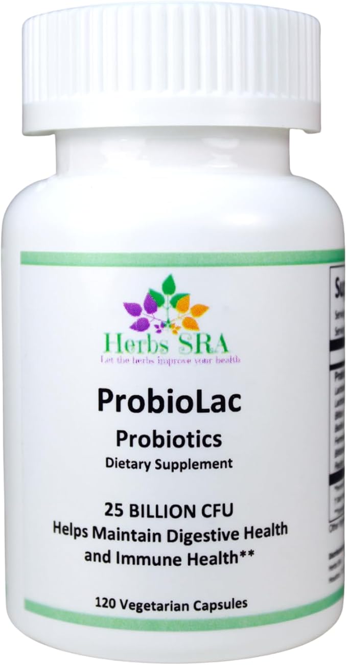 ProbioLac Probiotic Supplement with 25 Billion CFU Multi-Strain Probiotic Blend for Digestive &amp Immune Wellness 120 Vegetarian Capsules