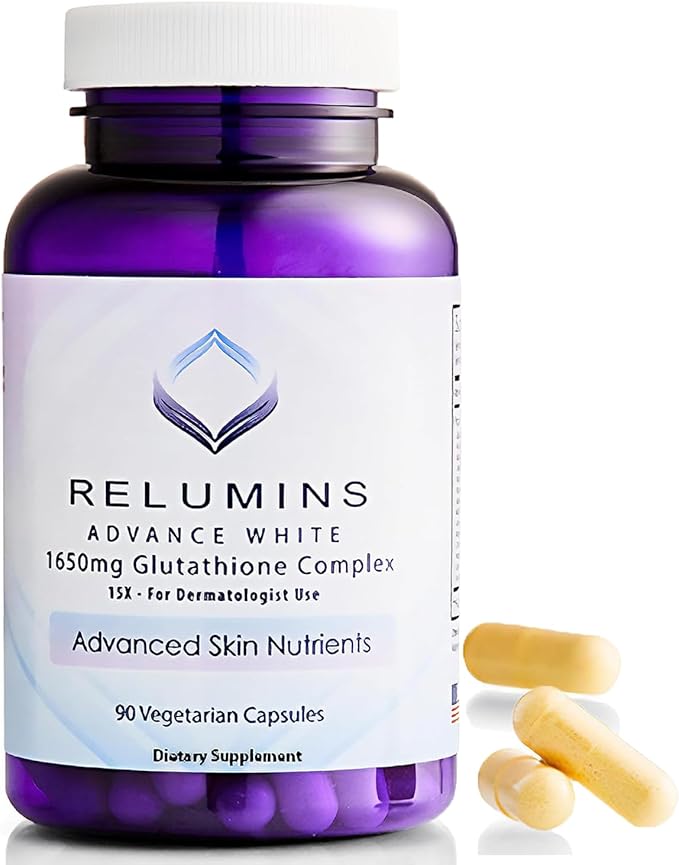 Relumins Glutathione Supplement 1650mg with Alpha Lipoic Acid &amp Rose HIPS Glycolic Acid Soap with Aloe &amp Salicylic Acid – Skin Nourishing and Exfoliating Duo for a Healthy Glow