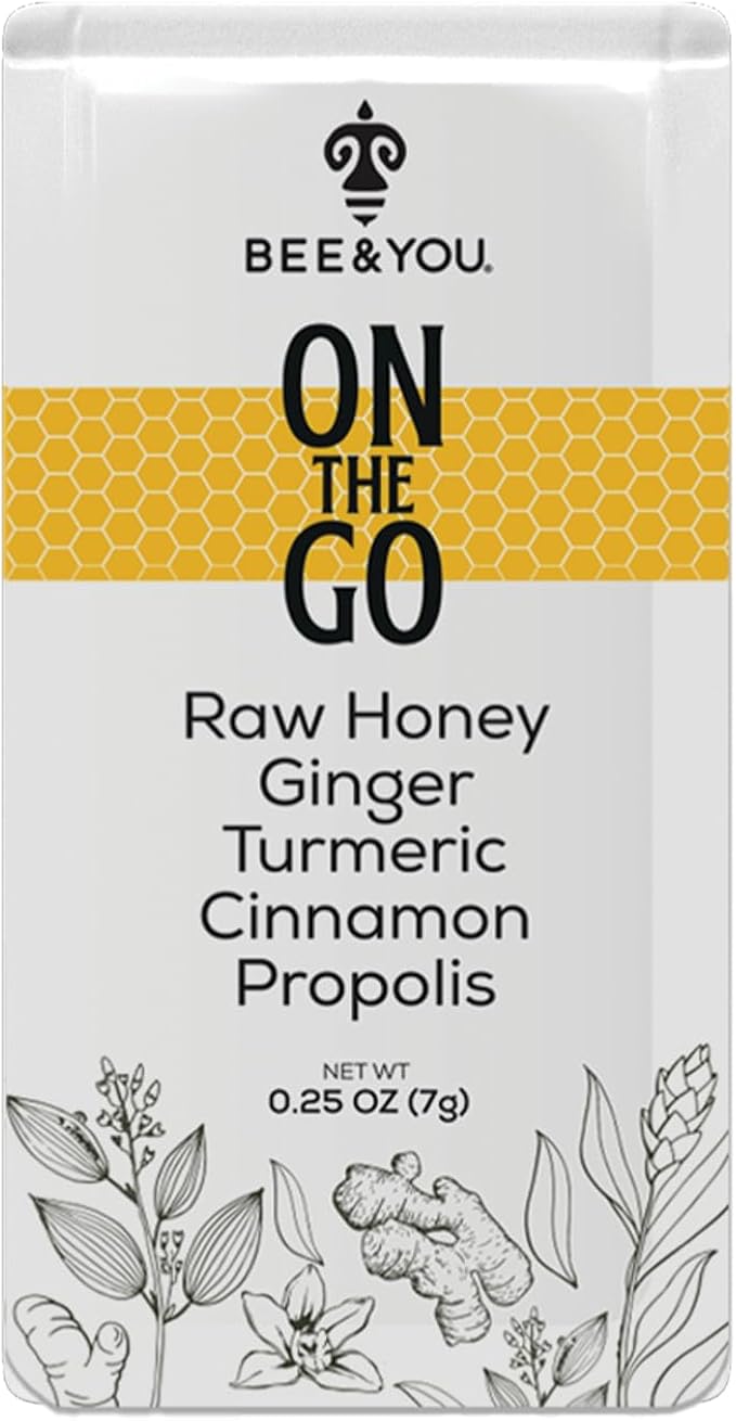 Bee and You On The Go Immune Support Supplement Raw Honey Propolis Turmeric Cinnamon Ginger Superfrood Great Tasting for Kids and Adults 12 Pack 1.73 oz Each