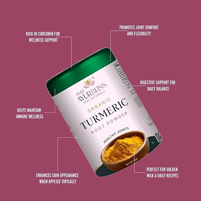 100% Organic Turmeric Powder for Daily Balance with Curcumin for Joint Health Immune Support and Gut Wellness Ayurvedic Superfood for Cooking Golden Milk DIY Masks - 8oz Tin Box