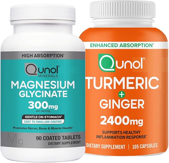 Magnesium &amp Turmeric: Magnesium Glycinate 300mg 90 Capsules &amp Turmeric Curcumin 2400mg 105 Capsules