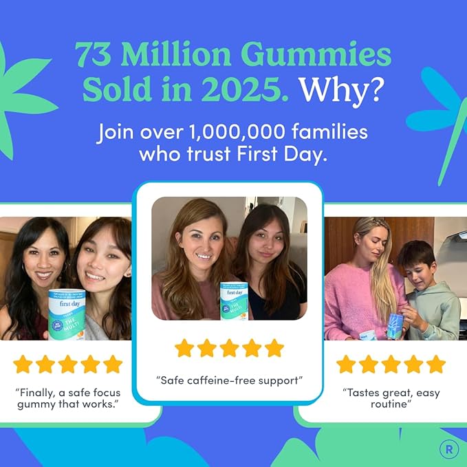 FIRST DAY Vitamins for Teens - Teen Multi Vitamins for Girls &amp Boys 12-17 Organic Fruit &amp Veggie Blend - 12 Key Nutrients: Vitamins A B1 B2 B6 B9 B12 C D3 E K2-60 Day Supply