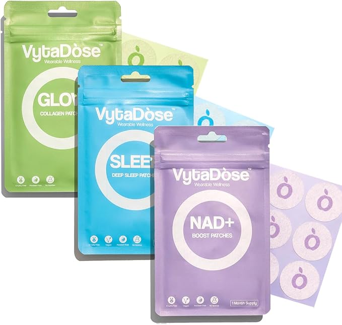 Day-to-Night Glow Patch Trio – Collagen Glow Sleep &amp NAD+ Patch | Skin-Friendly Water-Resistant Daily Wellness &amp Beauty Support