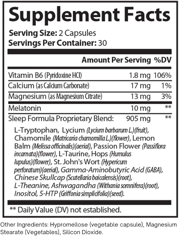 Melatonin Plus &amp Probiotic Capsules | Sleep Support &amp Digestive Health | 60 + 60 Capsules | with 900mg Calming Blend &amp 60 Billion CFU Probiotics