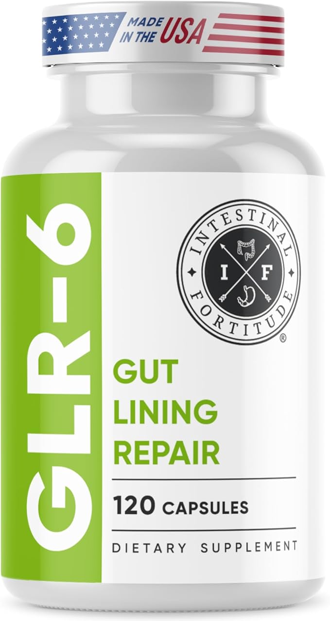 Intestinal Fortitude GLR-6 - Gut Lining Repair Supplement for Gut Health - Leaky Gut Repair with L-Glutamine Slippery Elm DGL Licorice Root Marshmallow Root Fenugreek - IBS IBD GERD - Vegan