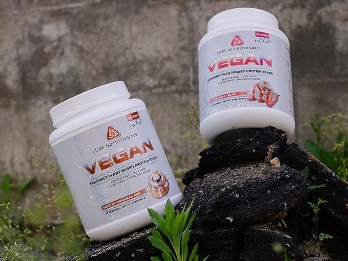 Core Nutritionals Vegan Gourmet Plant Based Protein Blend | with Vegan BCAAs | Lactose Soy Sugar &amp Gluten Free | 21g Pea Protein | 2 Pound (Peanut Butter Pie)