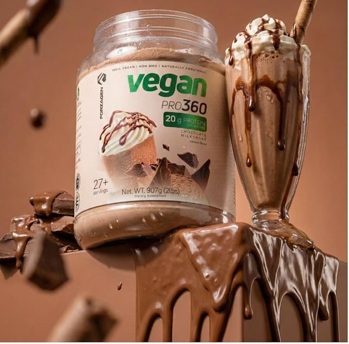 Forzagen Vegan Protein 360 2 Lbs 27 Servings Plant Based Protein Extracted from Quinoa Brown Rice and Pea Isolate Protein Dairy Soy and Gluten Free Nom GMO (Chocolate Milkshake)