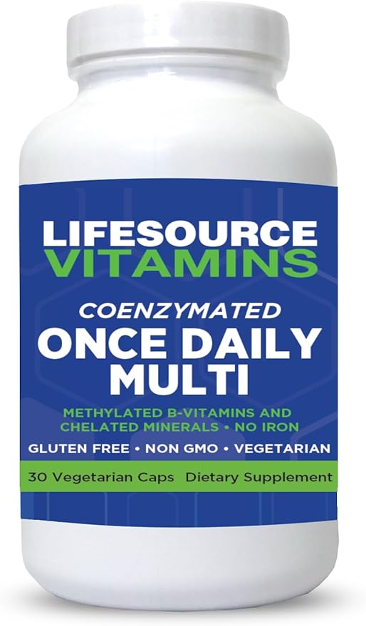 LSV LifeSource Vitamins Coenzymated Once Daily Multi Methylated B-Vitamins Chelated Minerals Iron-Free Vegetarian (30 Caps)