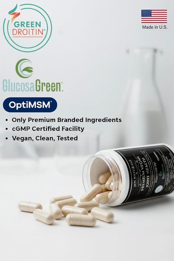Vegan Glucosamine Chondroitin MSM Joint Support Supplement for Women and Men. Snow Mushroom Chondrotin Sulfate OptiMSM® Mobility Cartilage &amp Flexibility Support Shellfish-Free Non-GMO 120 Capsul