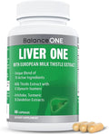 Balance ONE Liver Support Supplement with Milk Thistle Dandelion Root Extract &amp Molybdenum – Liver Health &amp Detox Support – Vegan Capsules 1 Month Supply – Liver One