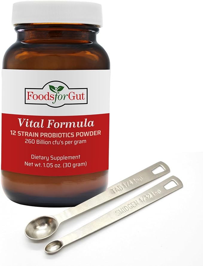 Foods For Gut Vital Formula 12 Strain Probiotics Powder 260 Billion CFU | Made in USA | Digestive &amp Immune Support | High Potency | 30 Grams (1.05 Oz)