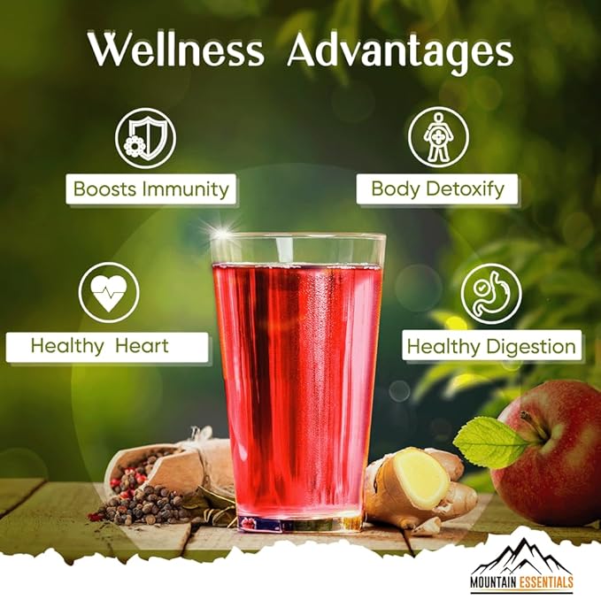 MOUNTAIN ESSENTIALS Natural Wellness Recipe Apple Cider Vinegar with Elderberry Juice Liquid Complex 25 oz | Natural Tonic Detox &amp Energize Body | Organic Wildcrafted Herbs &amp Spices Pack of 4