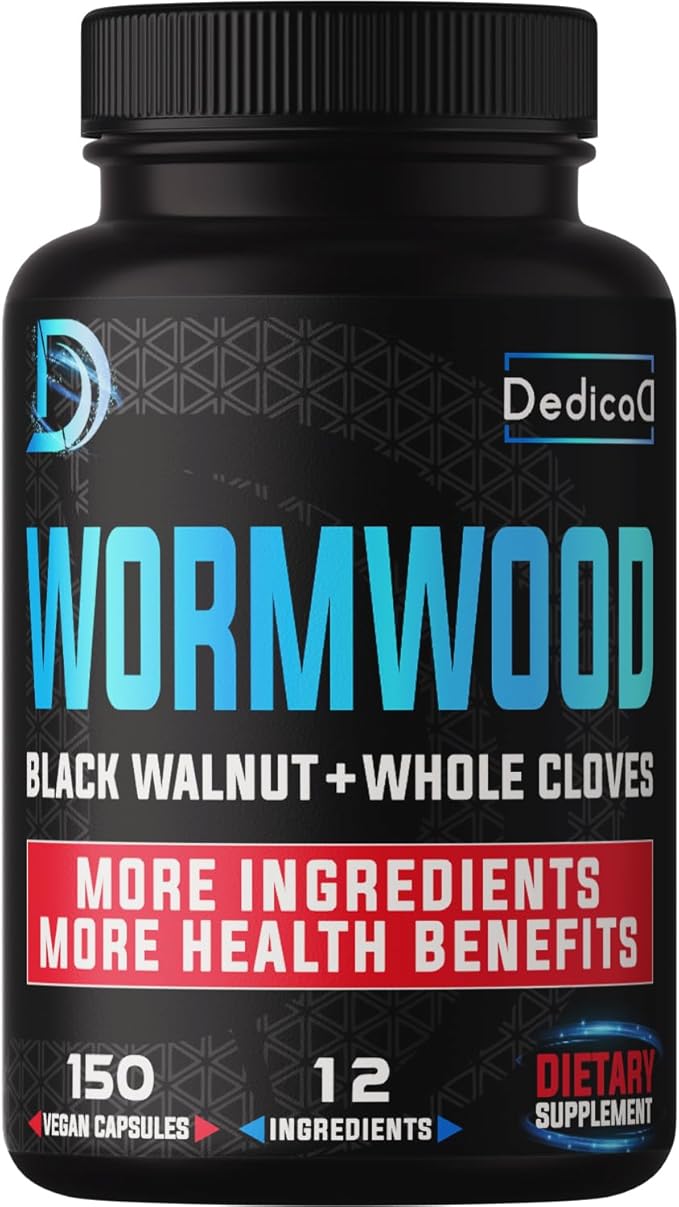 Premium Wormwood Extract Capsules - 5 Month Supply for Immune - 12 Herbs Blended with Black Walnut Leaves Ginger Turmeric &amp More - 150 Counts