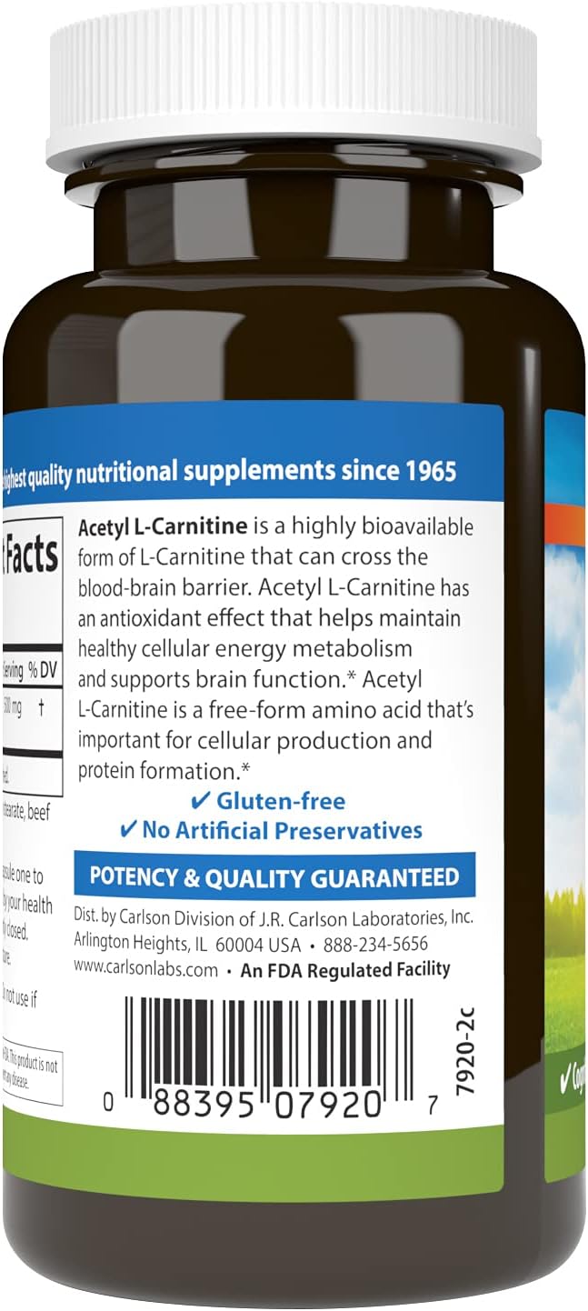 Carlson Labs Acetyl L-Carnitine 500mg 60 Capsules