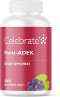 Celebrate Vitamins Multi ADEK Chewables 60mg Iron - Daily Bariatric Multivitamin Vitamins A D E K &amp B12 for Duodenal Switch Surgery Patients - Grape (60 Tablets)