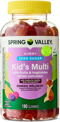 SUREFECT Spring Valley Zero Sugar Kids Multivitamin Gummies with Fruits &amp Vegetables - 180 Count Organizer.