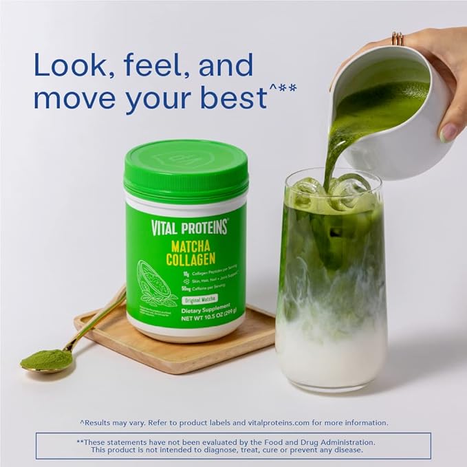 Vital Proteins Matcha Collagen Peptides Powder Supplement Matcha Green Tea Powder 10.5 oz Original Flavored