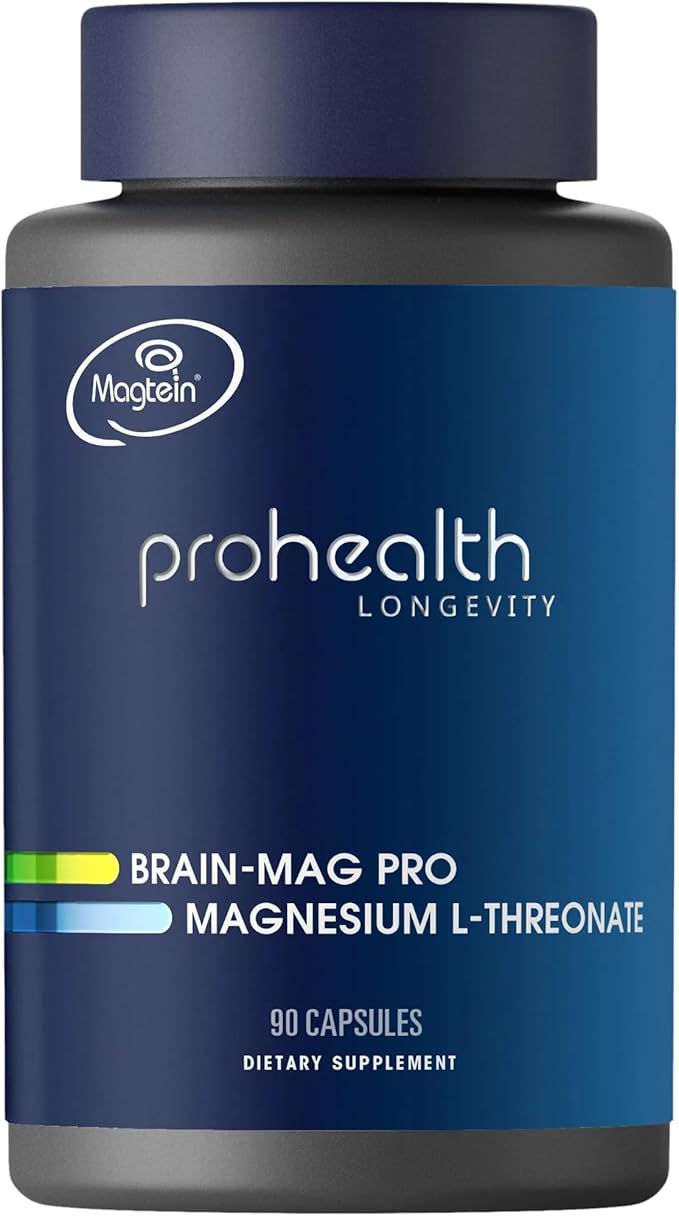 Magnesium L-Threonate Supplement (Magtein) 90 Capsules | Clinically Supported for Brain Health | Optimize Learning Memory &amp Focus | 3rd Party Tested