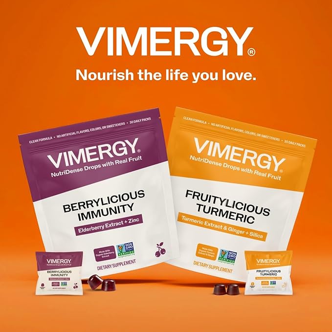 Vimergy NutriDense Fruitylicious Turmeric + Ginger Chewables Vegan No Artificial Sweeteners Gluten-Free Mobility &amp Joint Support 30 Servings (60 Count)