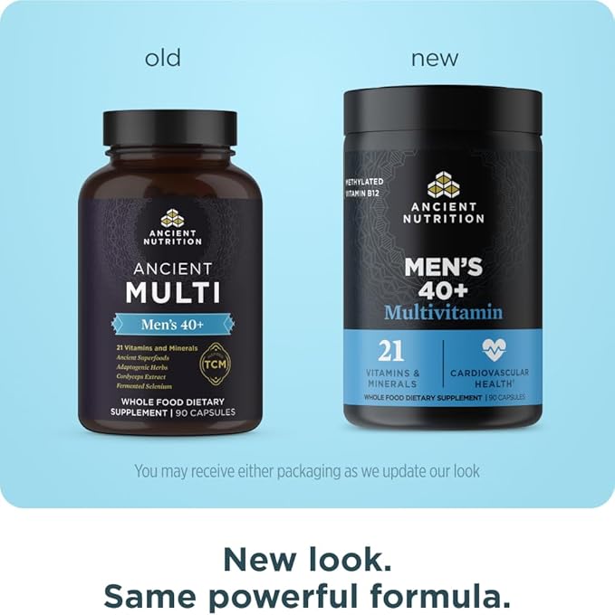 Ancient Nutrition Multivitamin for Men Multi Men's 40+ Once Daily Vitamin Supplement Magnesium Methylated Vitamin A B and K2 Supports Immune System 90 Ct