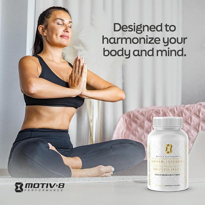 Motiv-8 Magnesium Glycinate Relaxation Sleep Support Mood Elevation 100% Vegan 500 mg (180 Veggie Capsule)