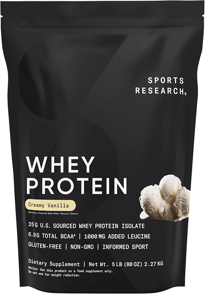 Sports Research Creatine Monohydrate (100 Servings) &amp Vanilla Whey Protein (63 Servings) The Dynamic Duo for Lean Muscle Building Improved Performance Strength &amp Workout Recovery - Sports N