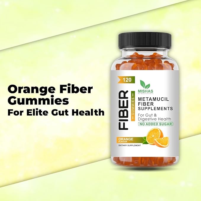 Mishas Nutraceuticals Fiber Gummies Sugar-Free Orange 5g Prebiotic Fiber Supplement 120 Count