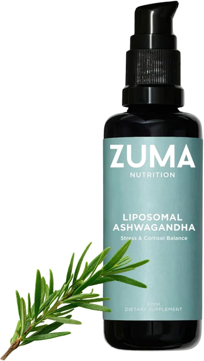 Zuma Nutrition Liposomal Ashwagandha Root Tonic Vegan Natural Supplement for Men and Women Herbal Health Liquid Formula for Longevity Support and Daily Wellness 60 ML Bottle
